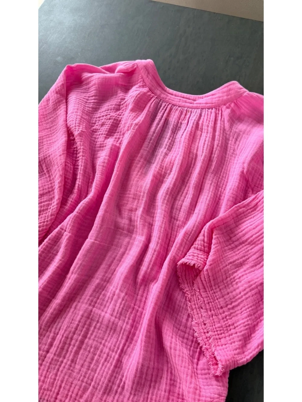 9 Seed Resort Pink Gauze V-Neck Blouse